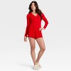 Women's Ribbed Long Sleeve Shirt and Shorts Pajama Set - Auden™ - 3 of 3