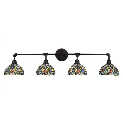 Toltec Lighting Vintage 4 - Light Vanity in  Dark Granite with 7'' Kaleidoscope Art Glass Shade
