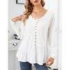 Clearlove Women's Casual V Neck Button Shirt Long Sleeve Blouse Asymmetrical Loose Flowy Ruffled Blouses - 2 of 4
