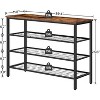 MaseiKar 4-Tier Shoe Rack for Entryway, Industrial Shoe Storage Organizer with 3 Metal Mesh Shelves, Ideal for Hallway, Closet, Bedroom, Brown - 3 of 4