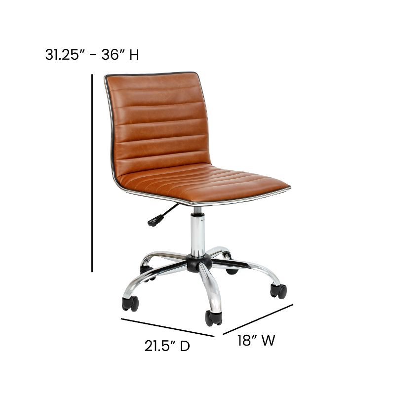 Emma and Oliver Low Back Designer Armless Ribbed Swivel Task Office Chair, 6 of 13