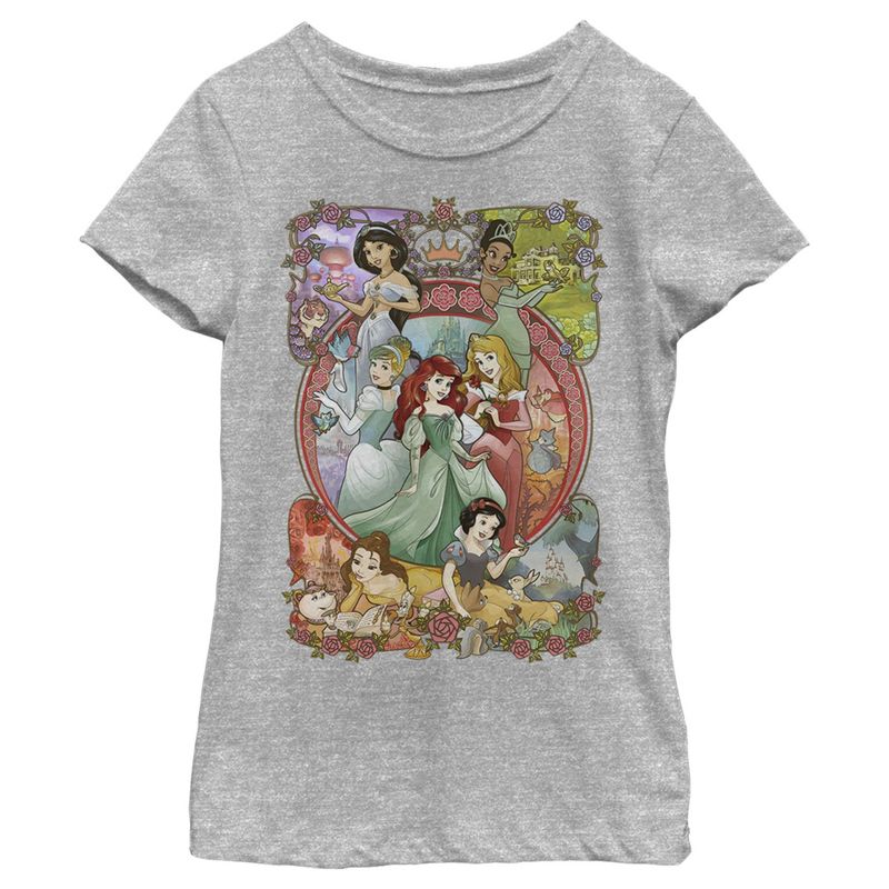Girl's Disney Princesses Vintage Collage T-Shirt, 1 of 5