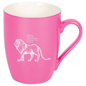 Elanze Designs 10 Ounce Ceramic Decorative Laser Engraved Giftable Novelty Tea Coffee Cup Mug Princess Pink Lion Brave Strong Confident Protective - 1 of 4