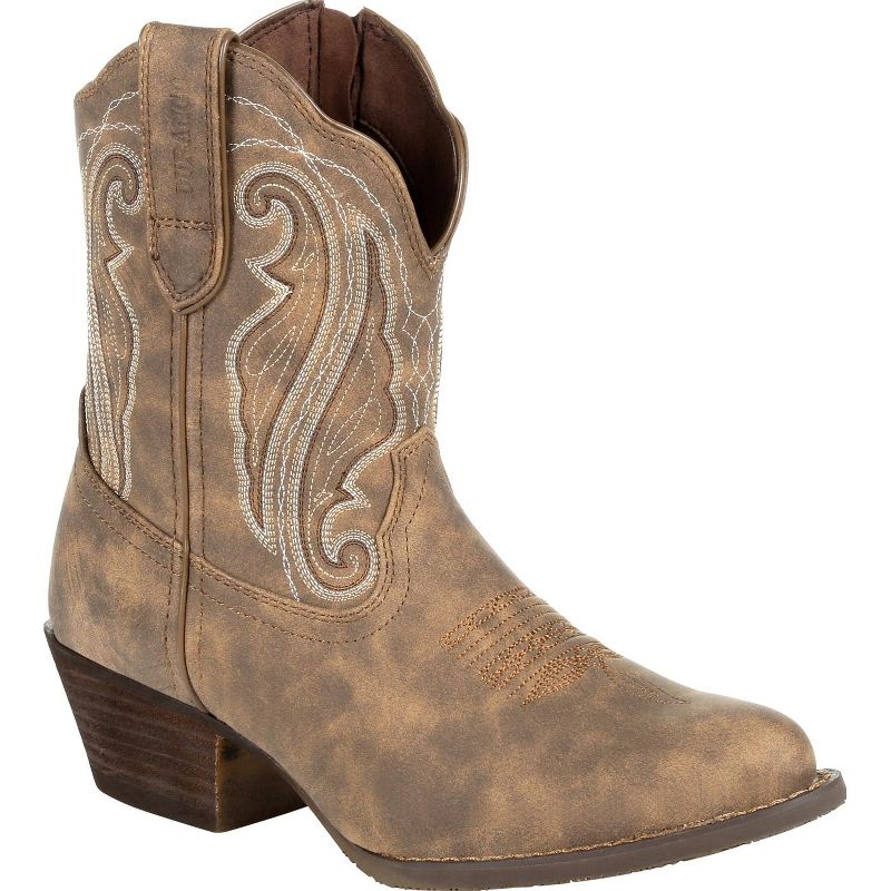 Women's Durango Distressed Shortie Western Boot, DRD0372, Brown, 1 of 8