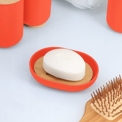 Evideco French Home Goods Versatile Soap Dish with Bamboo Tray - Bathroom Organizer for Stylish and Functional Storage
