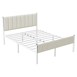 Queen Upholstered Bed Frame with Headboard and Footboard, 1100 lb Capacity Metal Platform Bed, No Box Spring Needed - 1 of 4