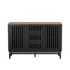 Homy Casa Modern 4 Door Sideboard Buffet Cabinet with Slatted Design and Adjustable Storage, Black - 4 of 4