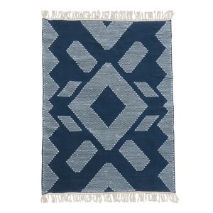 5x7 Geometric Hand Woven Indoor/Outdoor Rug Indigo Blue - National Tree Company - 1 of 3