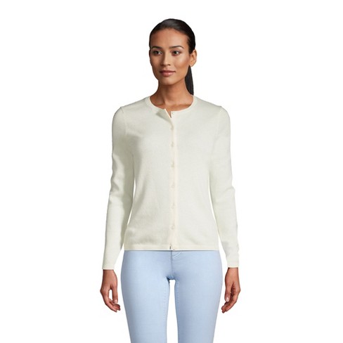 Lands' End Women's Petite Cashmere Cardigan Sweater - X-large - Fresh Ivory  : Target