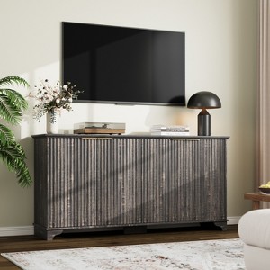 Garvee 61" Large Buffet Sideboard Cabinet with 4 Fluted Doors and Storage, Kitchen Storage Cabinet with Adjustable Shelves, Coffee Bar Cabinet - 1 of 4