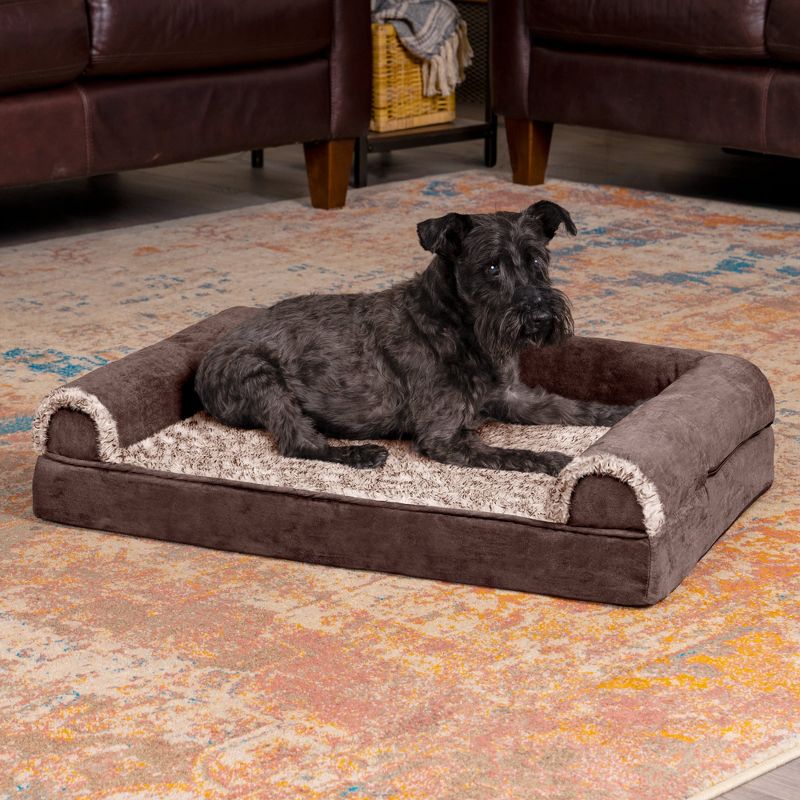  FurHaven Two-Tone Faux Fur & Suede Full Support Sofa Dog Bed, 3 of 4