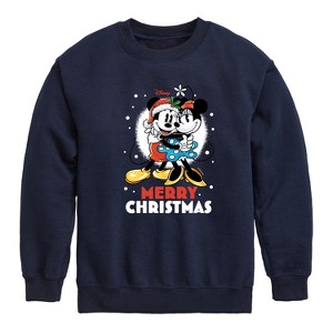 Boys' - Disney - Merry Christmas Mickey And Minnie Graphic Long Sleeve Fleece Sweatshirt - 1 of 4