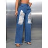 Coolmee Women's High Waisted Wide Leg Jeans Stretchy Distressed Denim Pants - 4 of 4