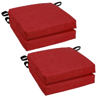 Paprika Red Polyester Outdoor Dining Chair Cushions, Set of 4