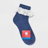 Women's Eyelet Ruffle Ankle Socks - Navy Heather/White 4-10 - 2 of 3