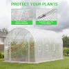Walk-in Tunnel Greenhouse,14.6x6.4x6.3 ft Hoop House Greenhouse Tunnel,Plant Hot House with Galvanized Steel Frame,Roll-up Zipper Door and 8 Windows - 3 of 4