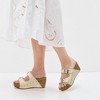 Womens Adjustable Buckle Wedge Sandals Open Toe Woven Fabric Slip on Slide Platform Shoes for Summer - Off White,9-10 Years - 2 of 4