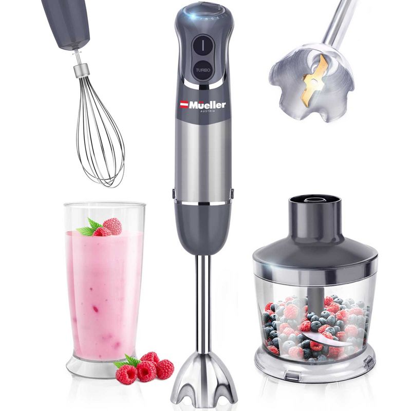 Mueller Hand Blender, 800W 12 Speed and Turbo Mode - Silver, 1 of 11