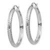 Black Bow Jewelry 3.5mm, Diamond Cut 14k White Gold Round Hoop Earrings, 34mm - 2 of 4