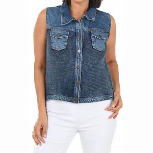 Women's Button Front Sweater Vest - PBJ Blues - 1 of 3