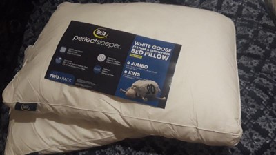 Reviews for Serta 233-Thread Count White Goose Feather Side Sleeper Medium  Firm and White Goose Down Fiber King Size Pillow (2-Pack)