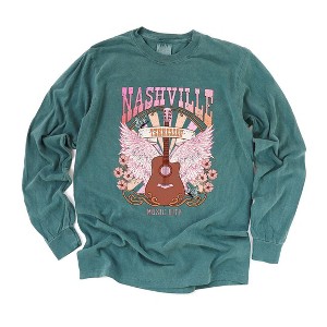 Simply Sage Market Women's Nashville Wings Long Sleeve Garment Dyed Tee - 1 of 3