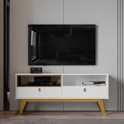 Olympia TV Stand for TVs up to 55" Black - Boahaus: Modern Console with Open Shelves & Storage Cabinet