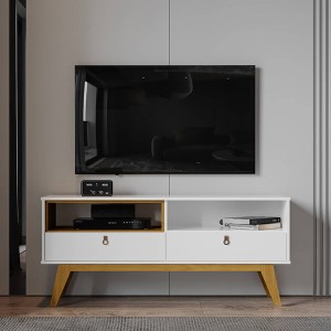 Olympia TV Stand for TVs up to 55" Black - Boahaus: Modern Console with Open Shelves & Storage Cabinet - 1 of 2