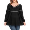 Maternity Sweater V Neck Long Sleeve Peplum Tops Fall Outfits for Maternity Cozy Waffle Knit Sweater Midweight Babydoll Smock Tops - 3 of 4
