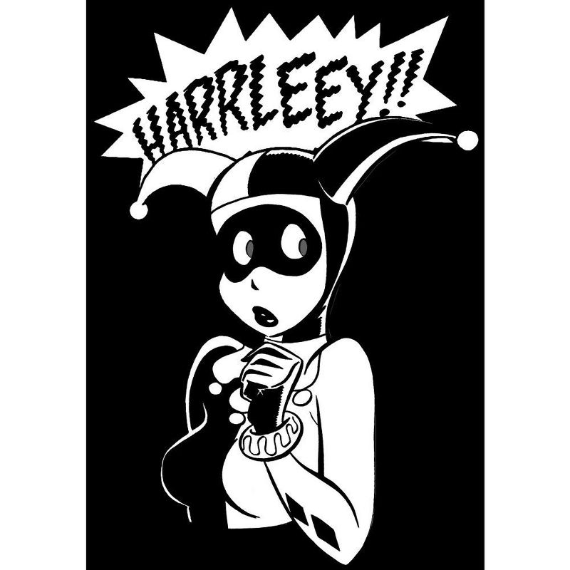 Harley Quinn Black and White Character Costume Men's Black Long Sleeve Shirt, 2 of 3