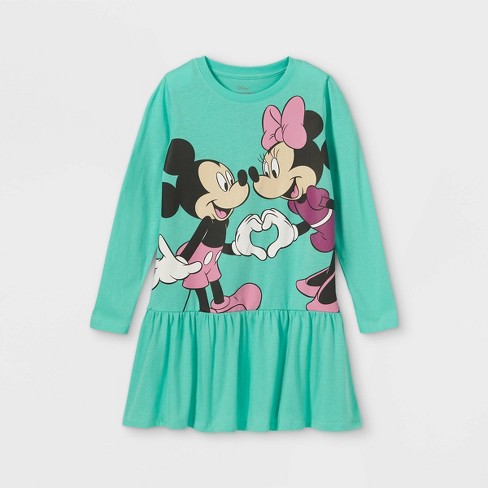 girls minnie mickey oversize print long sleeve dress blue target