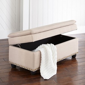 BrylaneHome 400 Lbs. Weight Capacity Extra Wide Studded Ottoman - 1 of 4