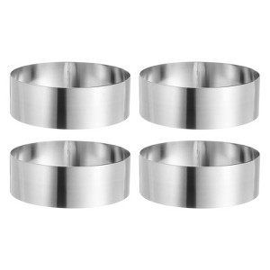 Unique Bargains Stainless Steel Seamless Nonstick Mirror Coating Round Cake Ring 4 Pcs - 1 of 4