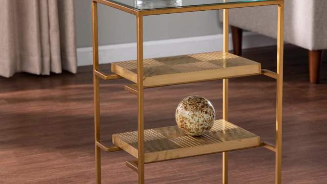Woobal Glass Top End Table with Storage Brass - Aiden Lane, 2 of 9, play video