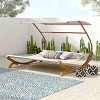 Christopher Knight Home Upshur Outdoor Mesh and Larch Wood Daybed with Adjustable Canopy, Teak and Natural - 3 of 4