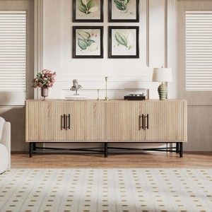 ORRD Functional 4-Door TV Cabinet – 2 Storage Spaces, Adjustable Shelves, Ideal for Living Room Organization, Natural - 1 of 4