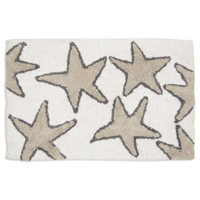 Juvale Non-Slip Bath Mat, Starfish Beach Design Bathroom Rug (Cream, 32 x 20 in)