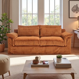 74" Corduroy Loveseat Sofa with Removable Cushions & Accent Pillows - 1 of 4