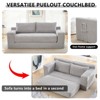 TiramisuBest 55" 3-in-1 Convertible Velvet Sofa Bed,Off-White Loveseat Futon with Adjustable Back, Storage Pocket & 2 Pillows for Living or Office - 4 of 4