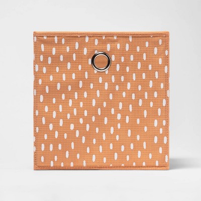 11" Fabric Cube Storage Bin Sun Orange Scatter Dot - Room Essentials™