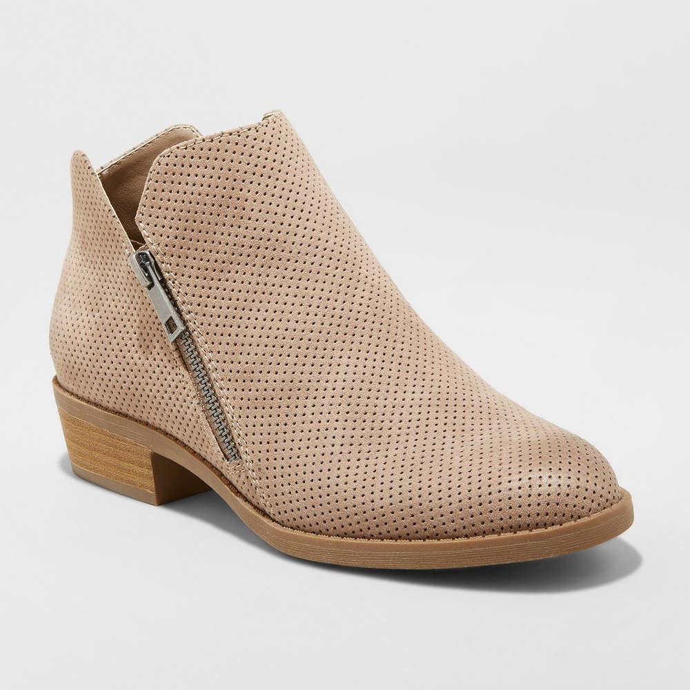 Women's Dylan Microsuede Laser Cut Zipper Wide Width Fashion Bootie - Universal Thread Taupe 5.5W, Brown was $34.99 now $22.74 (35.0% off)
