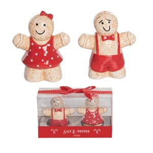 Transpac Dolomite Gingerbread Couple Salt and Pepper Shaker Set Ceramic Christmas Decor for Holiday Celebrations - 1 of 1