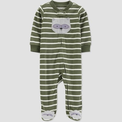 Carter's Just One You®️ Baby Boys' Striped Fleece Footed Pajama - Green 3M