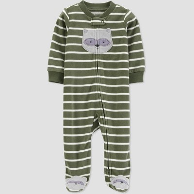 Carter's Just One You®️ Baby Boys' Striped Fleece Footed Pajama - Green  Newborn