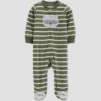 Carter's Just One You®️ Baby Boys' Striped Fleece Footed Pajama - Green