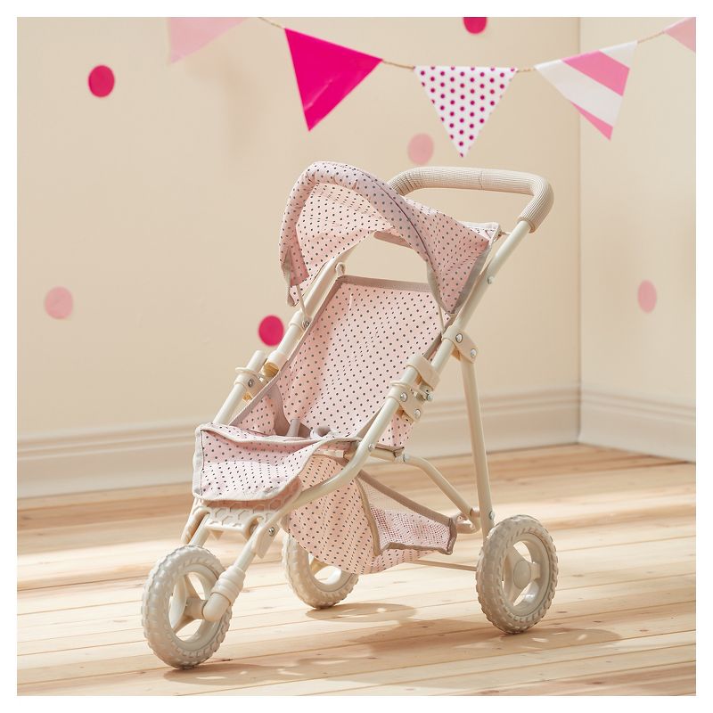 Olivia's Little World - Polka Dots Princess Baby Doll Jogging Stroller - Pink & Gray, 3 of 9