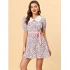 Allegra K Women's Peter Pan Collar Flowy Short Sleeve Ruffle Summer Floral Shirt Dress - 2 of 4