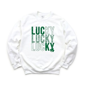 Simply Sage Market Women's Graphic Sweatshirt Lucky Stacked Distressed - 1 of 3