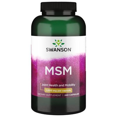Swanson MSM - Essential Minerals Promoting Mobility and Joint Health Support - Helps to Maintain Connective Tissue Health Including Cartilage, Collagen, and Hair - (240 Capsules, 1000mg Each)