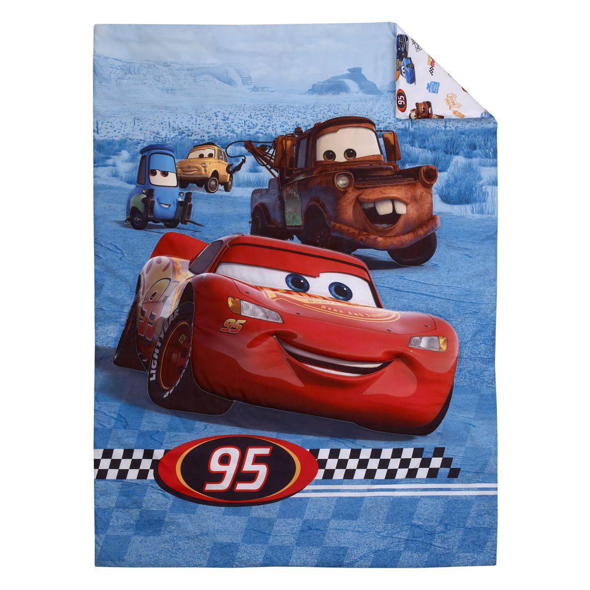Disney Cars Radiator Springs White, Blue, and Red Lightning McQueen and Tow-Mater 4 Piece Toddler Bed Set - thumbnail 2